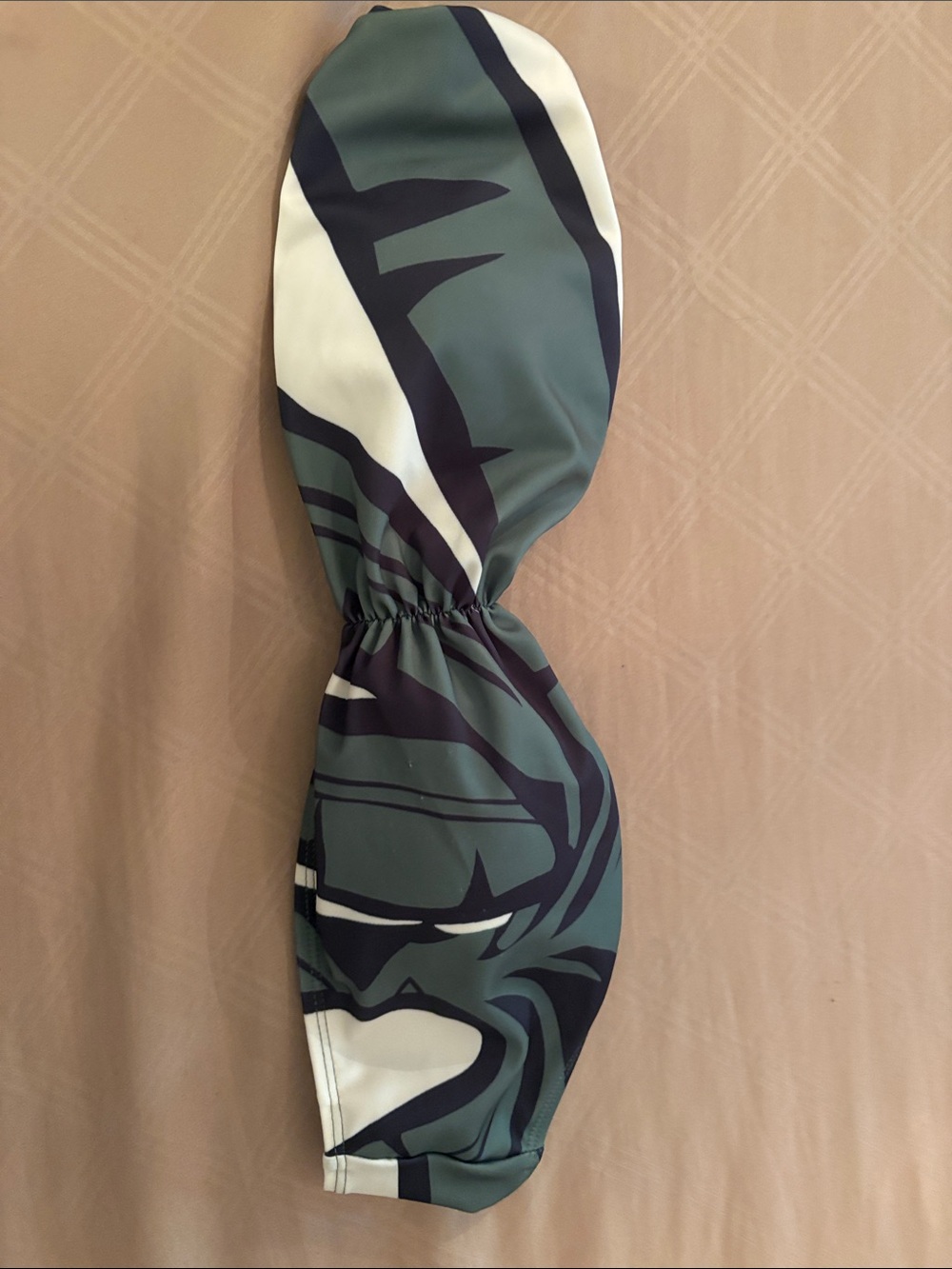 Printed Bandeau Bikini Top in Green, White & Black